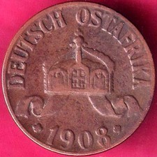 DEUTSCH OSTAFRIKA 1908 - 1 HELLER RARE COIN #YL8