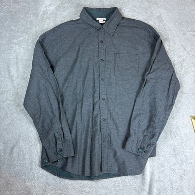 Carbon2Cobalt Shirt Mens L Button Down Long Sleeve Charcoal Gray Heather Cotton