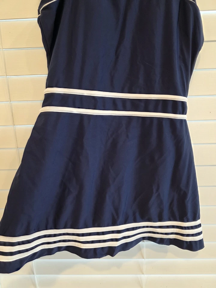 Traje de baño Shore Shapes vestido de baño de una pieza azul marino blanco falda traje de baño talla 12 Foto 3 de 4