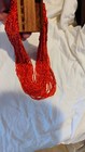 Monies Gerda Lynggaard Vintage Red Coral Glass Wood Buckle Necklace 22' NICE — photo 6