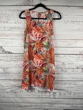 C&C California Dress Womens XS Linen Tropical Floral Sleeveless Shift Sundress