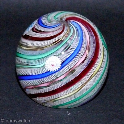ELEGANCE Vtg MURANO   AVEM Paperweight ZANFIRICO ArT GLaSs Italy MiLLEFiORi