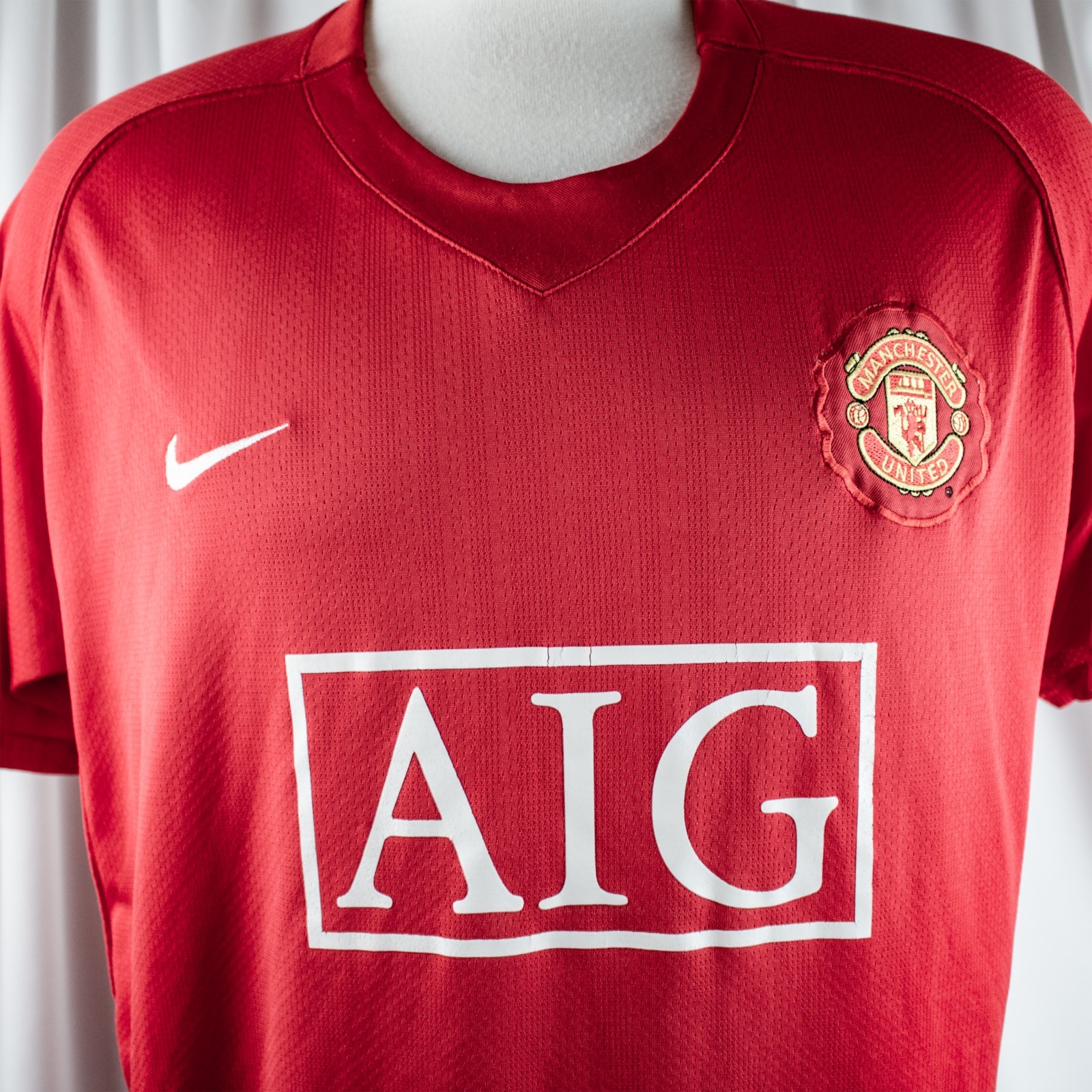 Ronaldo AIG Manchester United Vintage Red Yellow Men Athletic Soccer Top Size XL image 9