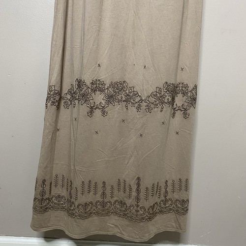 GARNET HILL Boho Tank Maxi Dress Embroidered jersey stretchy Mocha Beige SZ XS - Picture 9 of 18
