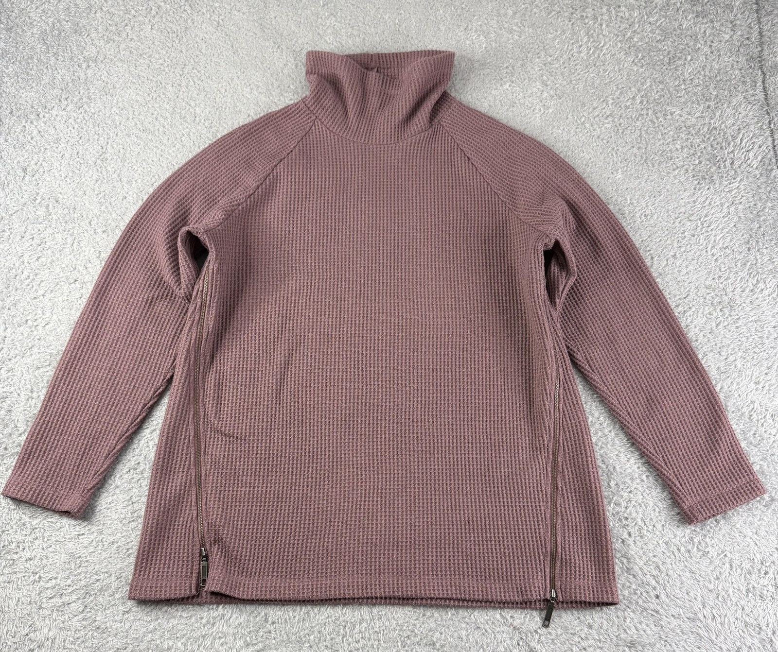 Túnica LL Bean Signature para mujer grande rosa cuello falso gofre cremalleras laterales térmicas