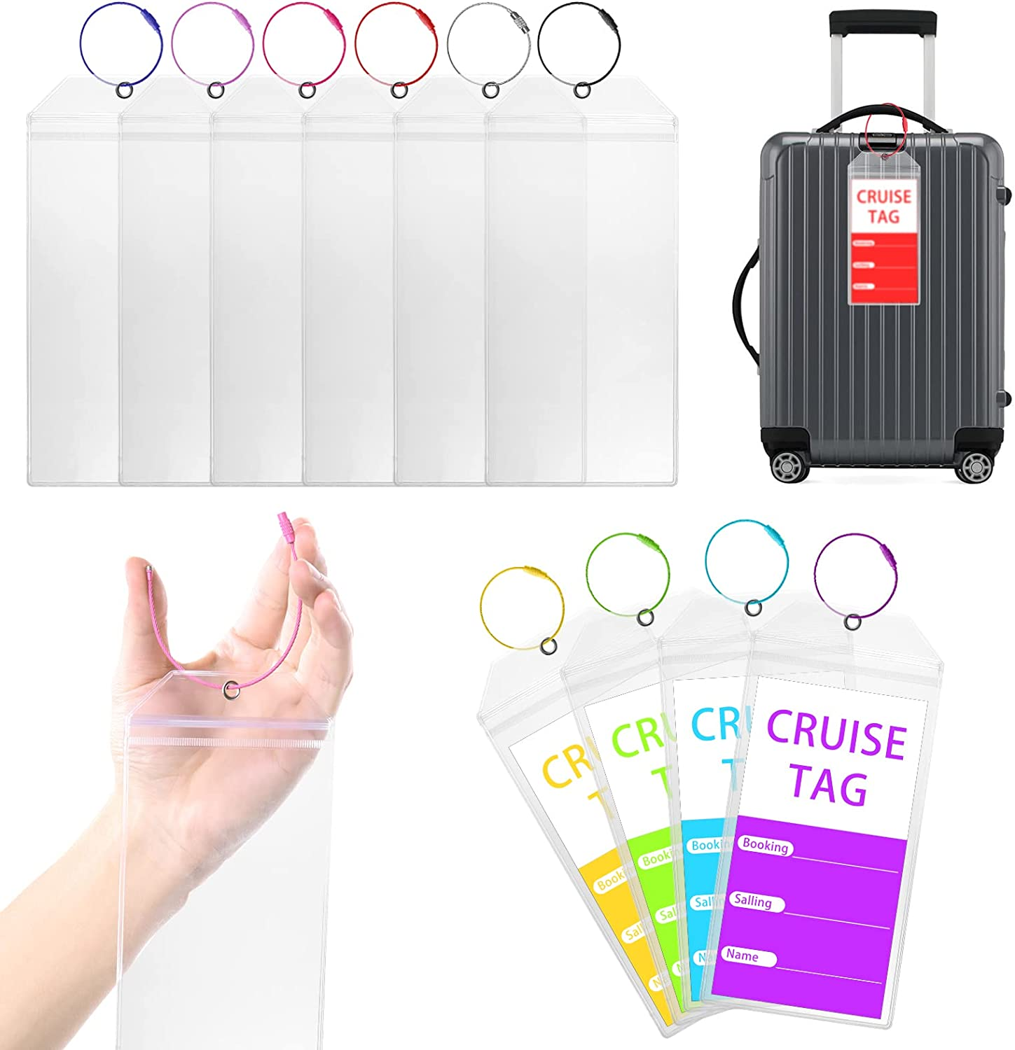 10 Pack Cruise Luggage Tag Holder, Waterproof Luggage Label Holders, Clear Cruis