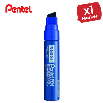 Pentel N50XL Permanentmarker blau für kräftiges, wischfestes Schreiben - Einzelstift