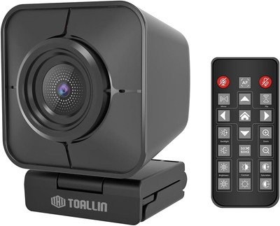 TOALLIN Ultra HD 4K Webcam mit Fernbedienung, Schneller PDAF-Autofokus, Zwei