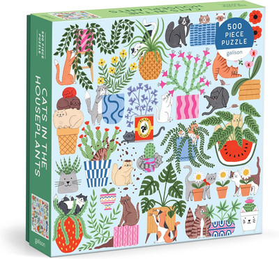 Galison Cats in the Houseplants   500 Piece Jigsaw Puzzle SEALED NEW FAST SHIP