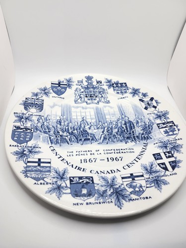 Antique Wood & Son Alpine White Ironstone CENTENNIAL CANADA Commemorative Plate 