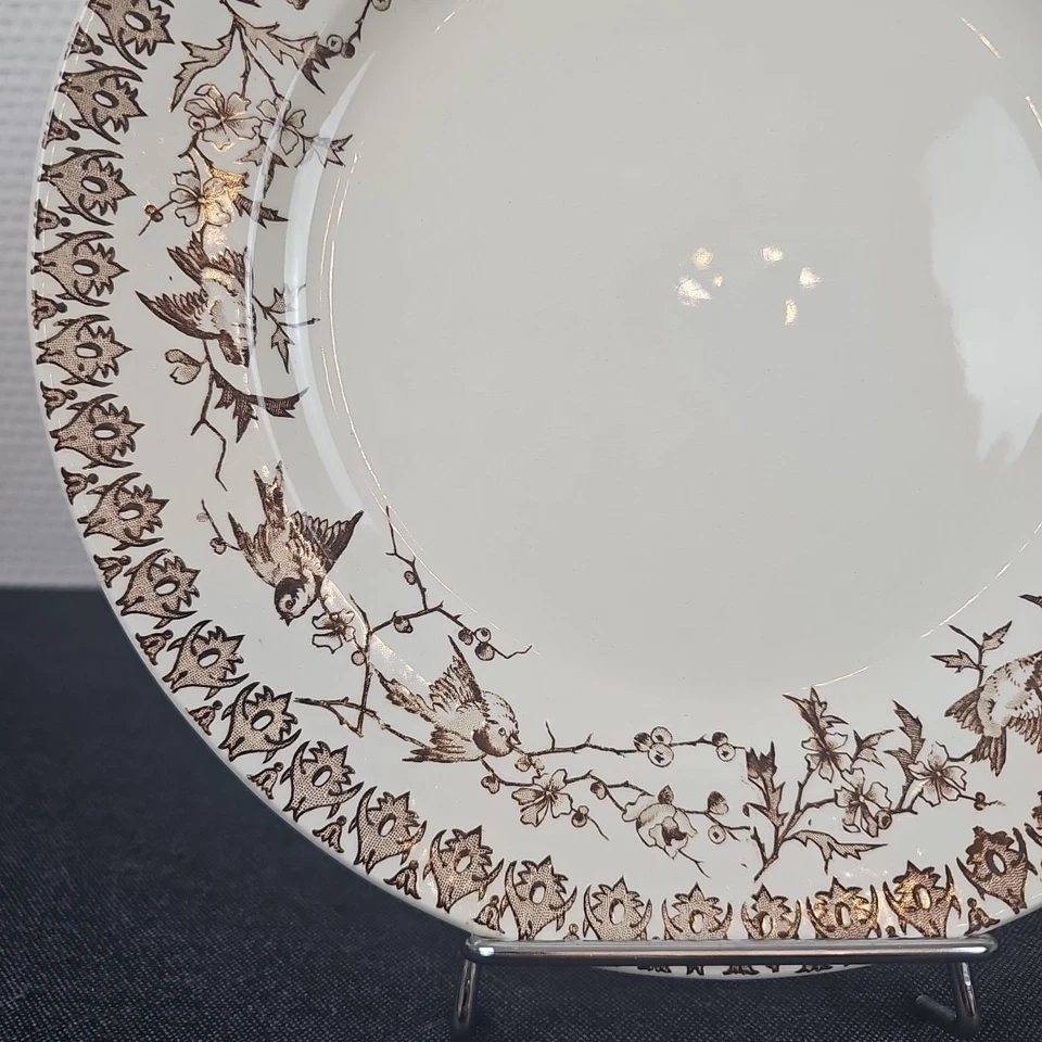 Assiettes Plates Décor Lyonnais De Choisy Le Roi Terre De Fer Sepia 19ème - Photo 4/4