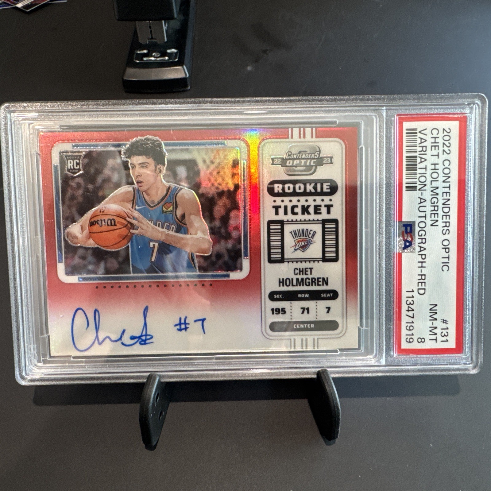 2022 Contenders Optic Chet Holmgren Variation Red Auto PSA 8 99/99 RC Ticket