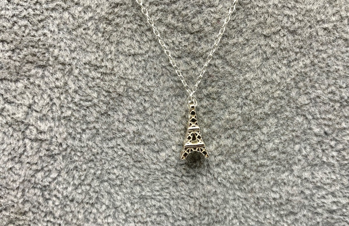 Sterling Silver Eiffel Tower Pendant Necklace View 3