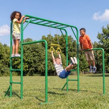 Outdoor Monkey Bar Set w/ Gymnastics Bar Playground Climbing Playset Heavy Duty