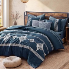 Navy Blue Queen Comforter Set MaiR ve 7 Piece Boho