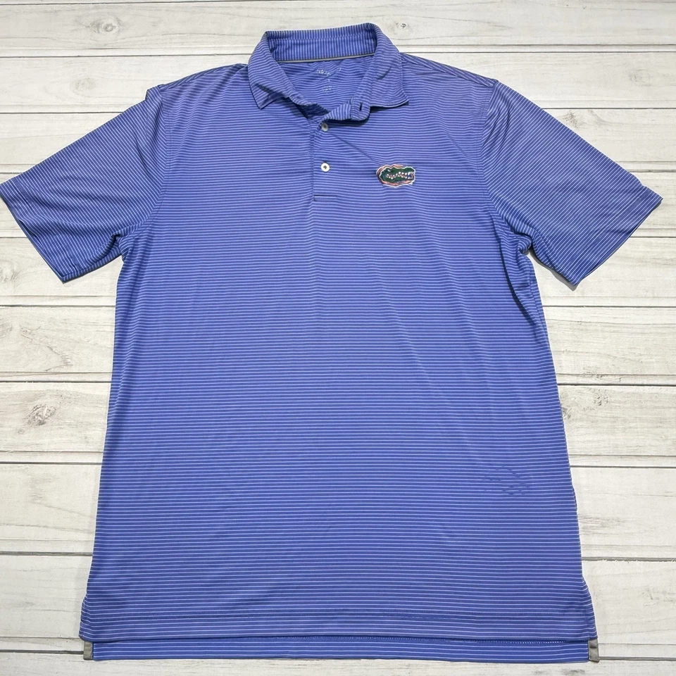 Camisa polo masculina listrada azul golfe basquete UF Johnnie O Florida Gators M - Imagem 2 de 4