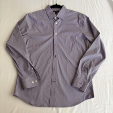 Banana Republic Men  s Shirt Medium Slim Fit Purple Check Button Down Tech Stretc