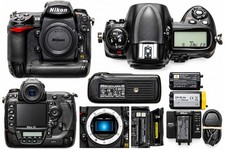 Nikon D3 Body 12.1MP Digital SLR Camera Charger 4 Batteries 3CF cards.