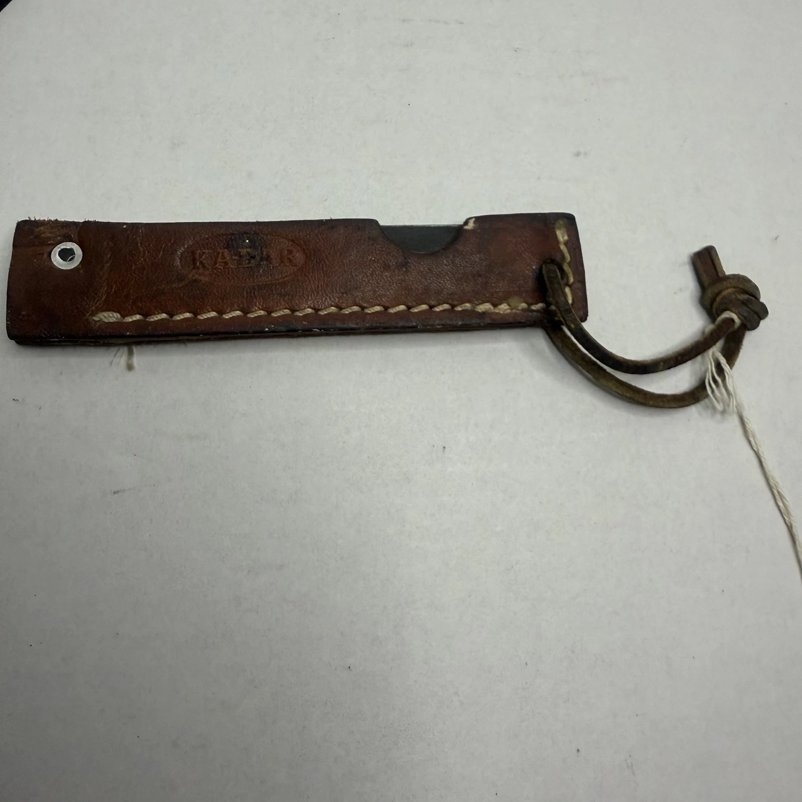Vintage Ka-bar 5" Knife Sharpener W/ Chisel Tip & Leather Sheath