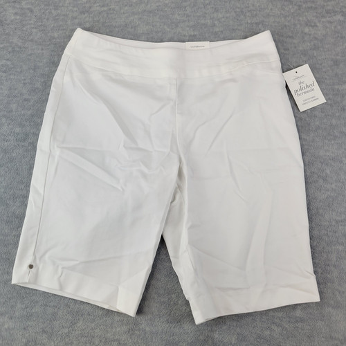 Croft & Barrow The Polished Bermuda Short Mid Rise Pull On White Womens 12 NWT
