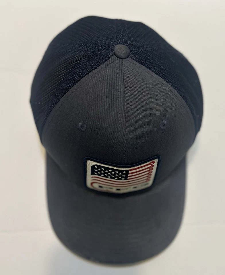 Columbia PFG Mens Mesh Back Hat Snapback L/XL Blue Distressed Fishing Flag - Image 2 of 4