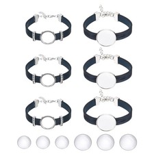 Bracelet Blanks for Jewelry Making 6pcs 18/25mm Blue/Silver