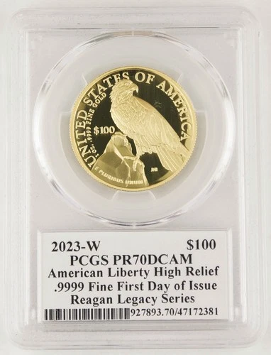 2023 1 Oz GOLD $100 American Liberty High Relief Proof Coin PCGS PR70 FDOI Regan