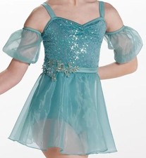 Weissman Dance Dress iridescent sequin spandex bodice Child Size Intermedium CI
