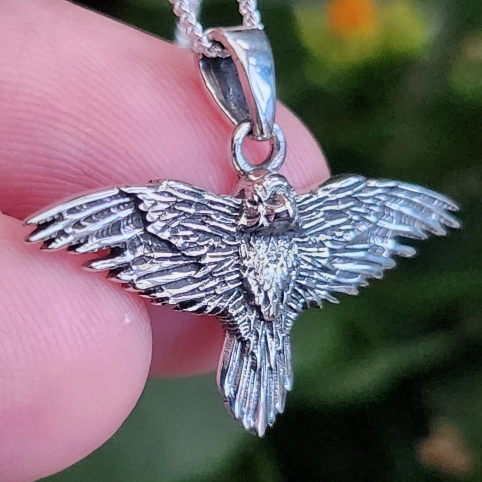 Raven Necklace Pendant Flight of the Raven 925 Sterling Silver Jewellery Boxed