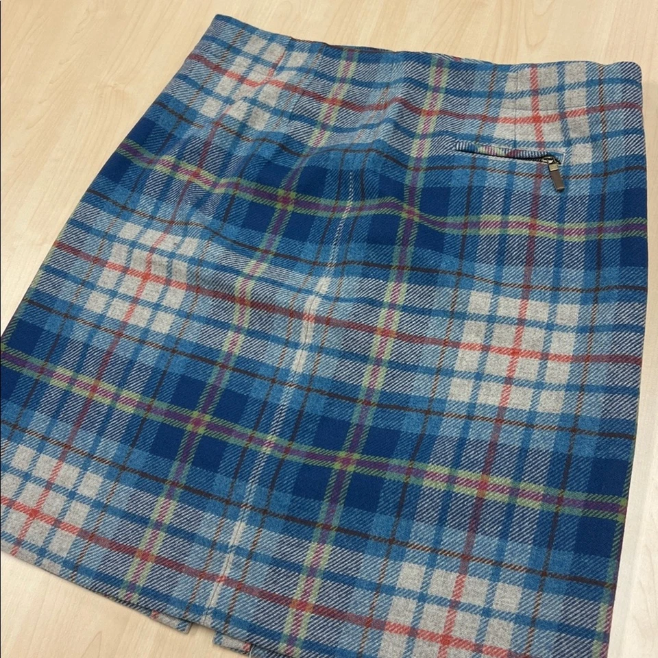 Falda lápiz vintage Pendleton azul a cuadros lana retro academia preppy años 80 talla 14 Foto 2 de 4