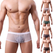 Lightweight Men's See Through Mesh Underwear Mid Waist Boxer Shorts Collection