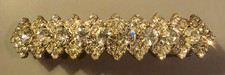 Vintage Silver Tone diamond-shaped rhinestone statement barrette hair clip
