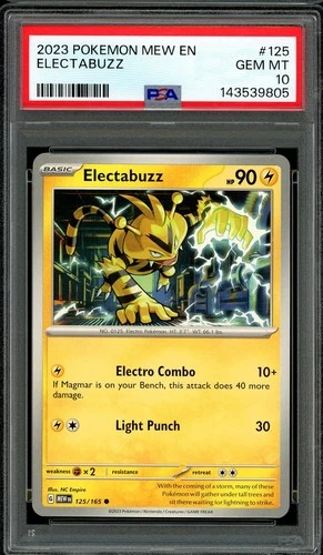 Pokemon TCG Scarlet & Violet 151 English #125 Electabuzz PSA 10 Low Pop
