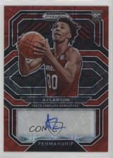 2021-22 Prizm Draft Picks College Penmanship Choice Red 85/88 AJ Lawson Auto 3hd