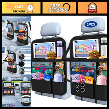 Backseat Car Organizer with Table Tray 2-Pack - 9 Storage Pockets, Tablet Hold