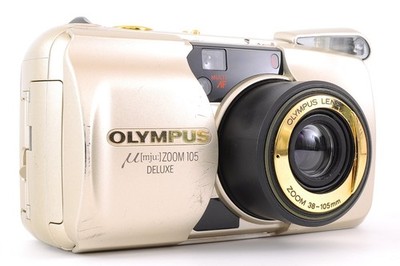 OLYMPUS μ [mju:] ZOOM 105 DELUXE Olympus µ mju Zoom 105 Deluxe w/Case 35mm Film Camera From JAPAN