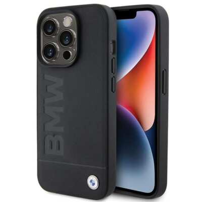 Phone Case iPhone 15 Pro Max BMW MagSafe Compatible Genuine Leather Black