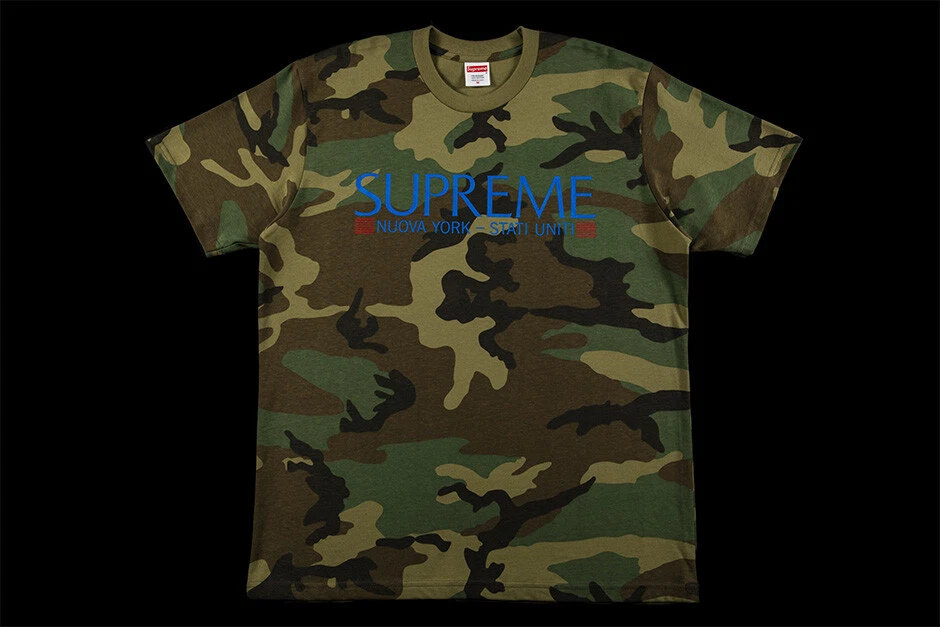 T SHIRT SUPREME NEUVA YORK WOODLAND CAMO M FW20 VERT