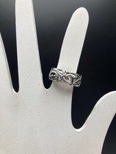 Sterling Silver 925 Ring Vintage ATI Openwork Filigree Rectangle Size 5.75 6.2g