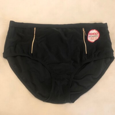 Bongo Plus NWT Black High-Waisted Swim Bottoms w/Zipper Accents, Junior Plus 3X