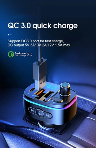 FM Transmitter Wireless Bluetooth Car Kit Radio Adapter USB Type C Charger Call - Picture 13 of 18