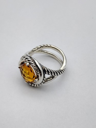 David Yurman Citrine Infinity Ring Size 9 Sterling Silver 11mm - Picture 5 of 7