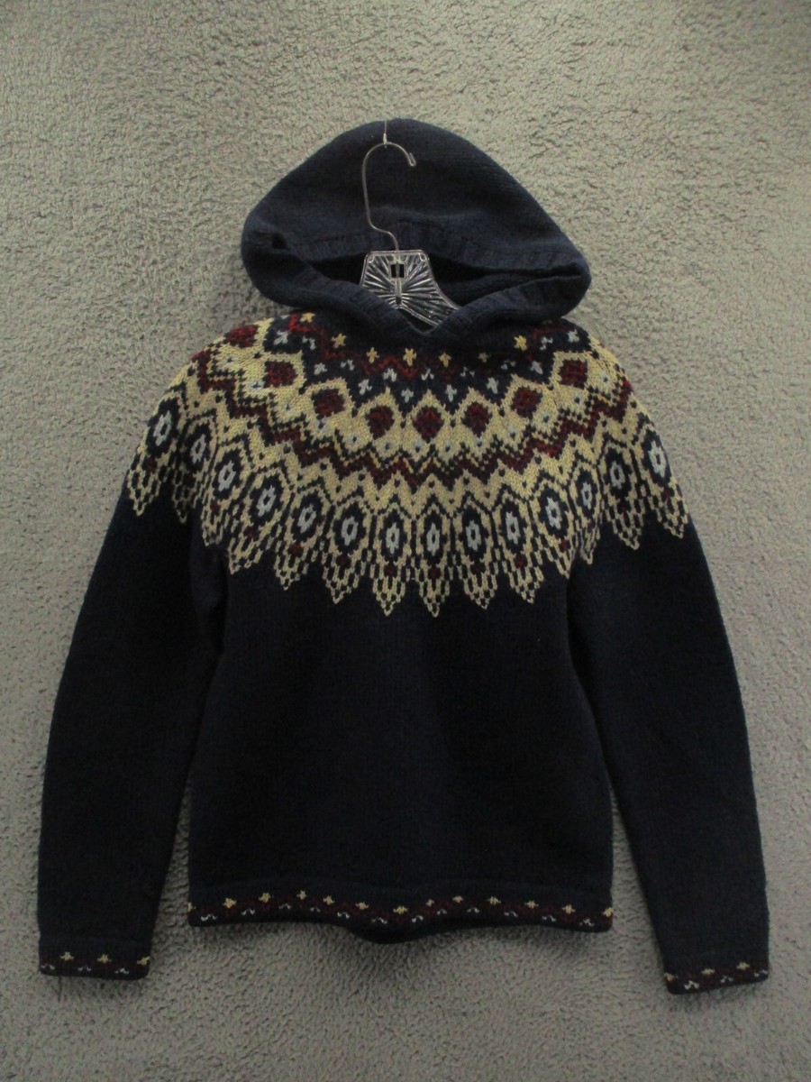 RRL Ralph Ralph Lauren Jacket Wool Hand Knit Hoodie Geometric 