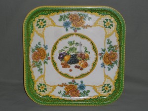 Vintage Daher Square Tray Fruit Floral Wine Made In England