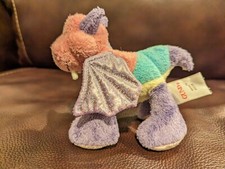 GUND RAINA Dragon Lovey Plush Doll Stuffed Small Purple Pink Teal Yellow Winged