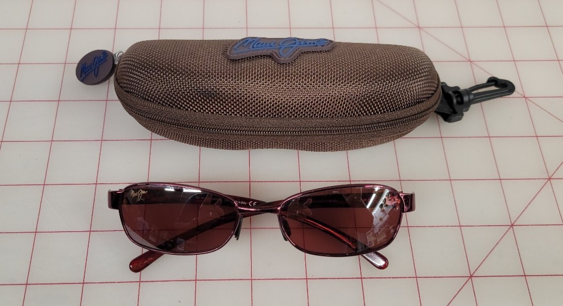 Maui Jim MJ-101-13 Burgundy Oval Sunglasses Brown Lens 55-17  display picture 2