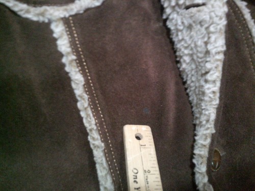 VTG JC Penney Leather Suede Shearling Sherpa Coat Mens 42 Brown Trucker 70s - Picture 4 of 14