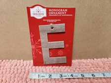 Holiday Time Christmas Ornament Monogram Letter Ornament "E" Faux Wood 4" NEW