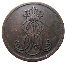 GERMANY, GERMAN STATES. HANNOVER. 1 PFENNIG, 1851 B.