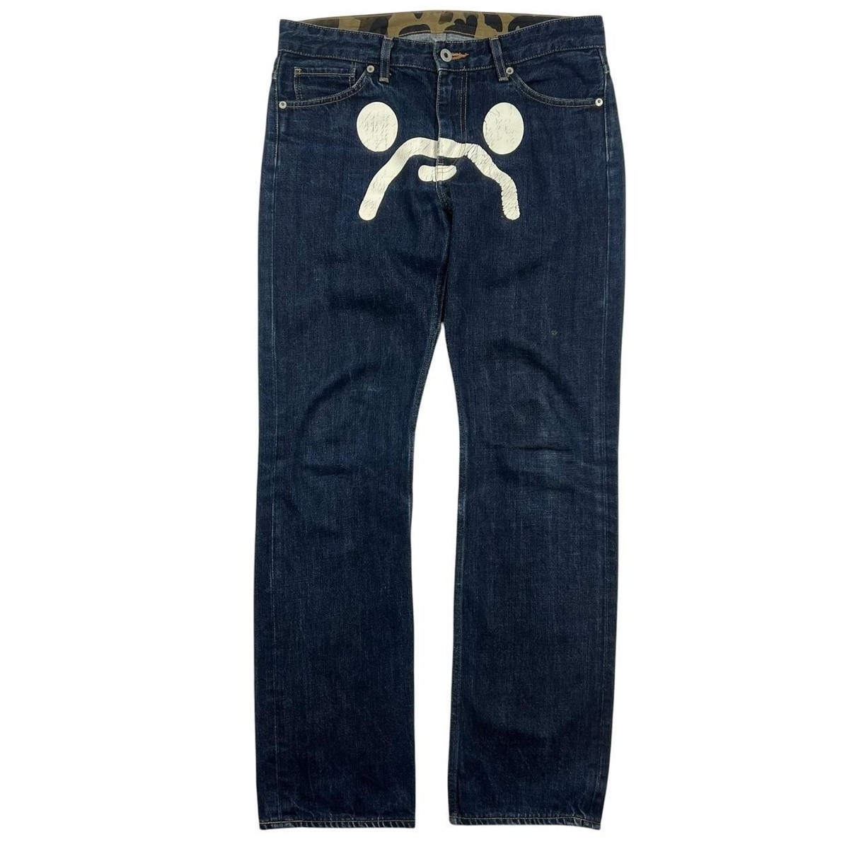 Vintage Women's Bape Baby Milo Sad Face Jeans - Waist: 33” | eBay UK
